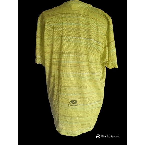 Voler men's lime green, short sleeve, striped, mesh cycle training shirt, XL - Picture 3 of 6